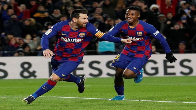 Messi and Fati inspire 10-man Barca to victory